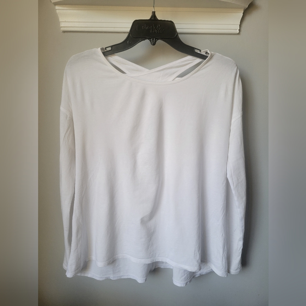 Lululemon Back Into It Long Sleeve Yoga Top White Size 6 Open Back T-Shirt